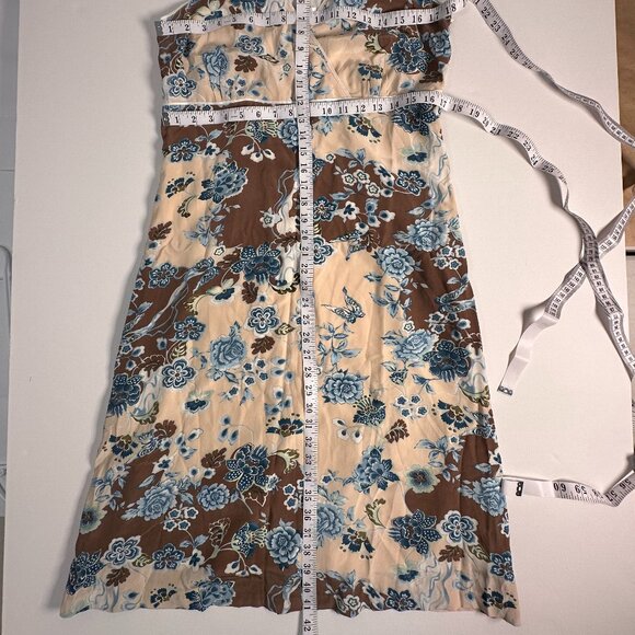 KENZIE Y2K SILK DRESS Blue Flowers Butterflies Forest Fairy Coquette Elegance 8 - Picture 3 of 7